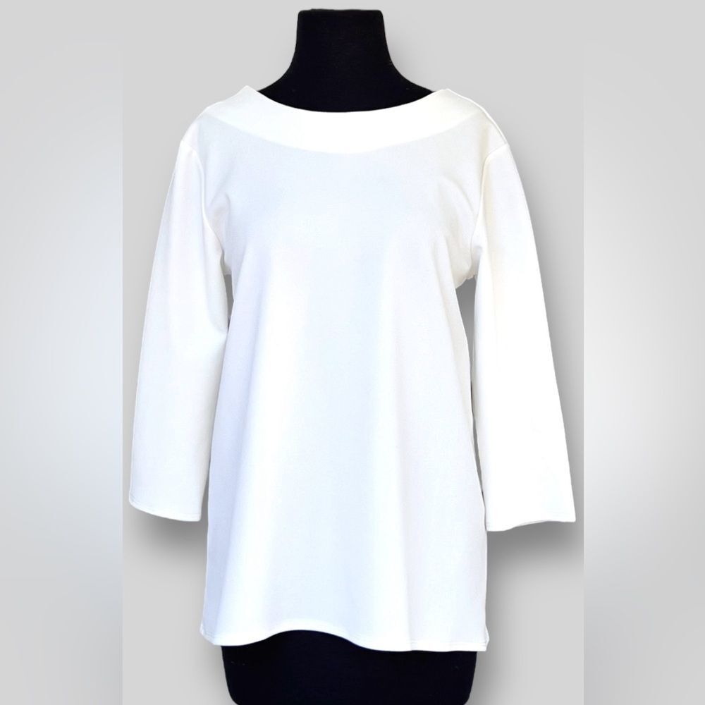 2Hearts White Boat Neck With Plunge Back Top | Women’s S